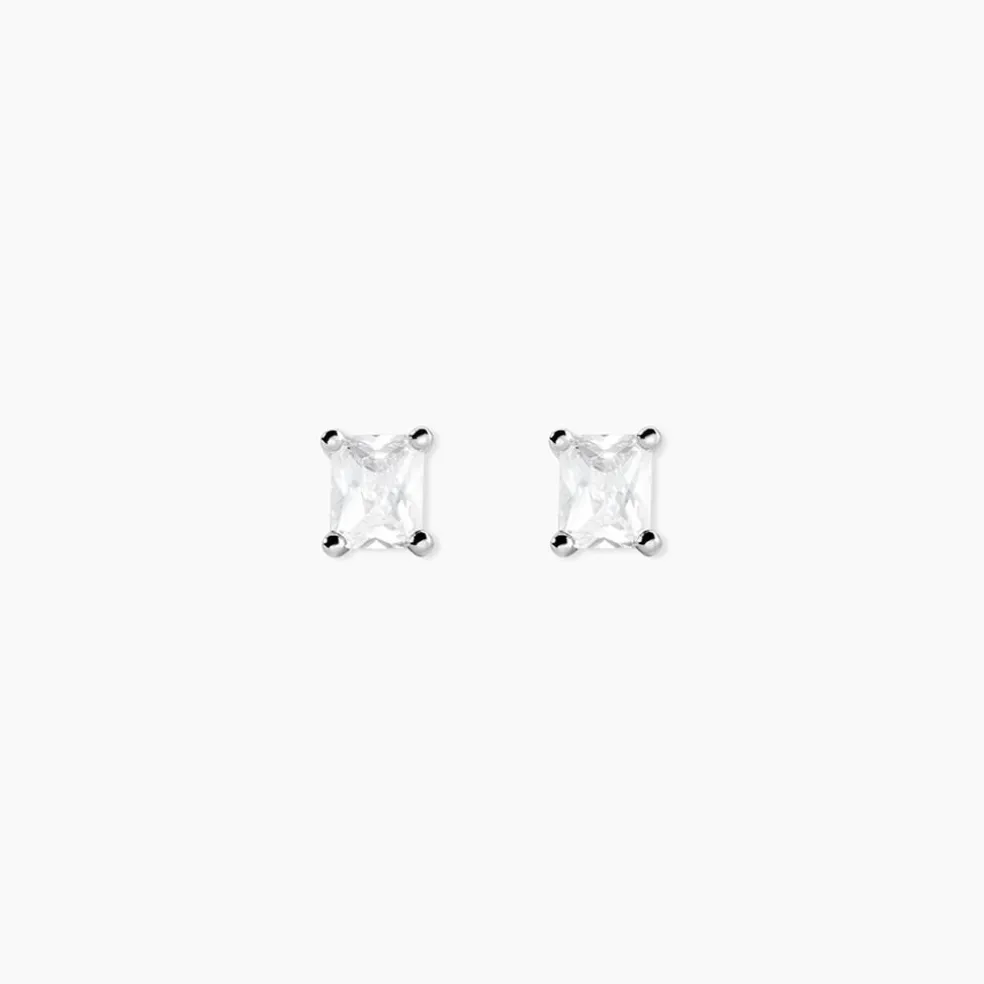 Boucles D'oreilles Puces Mathilda Argent Blanc Oxyde De Zirconium