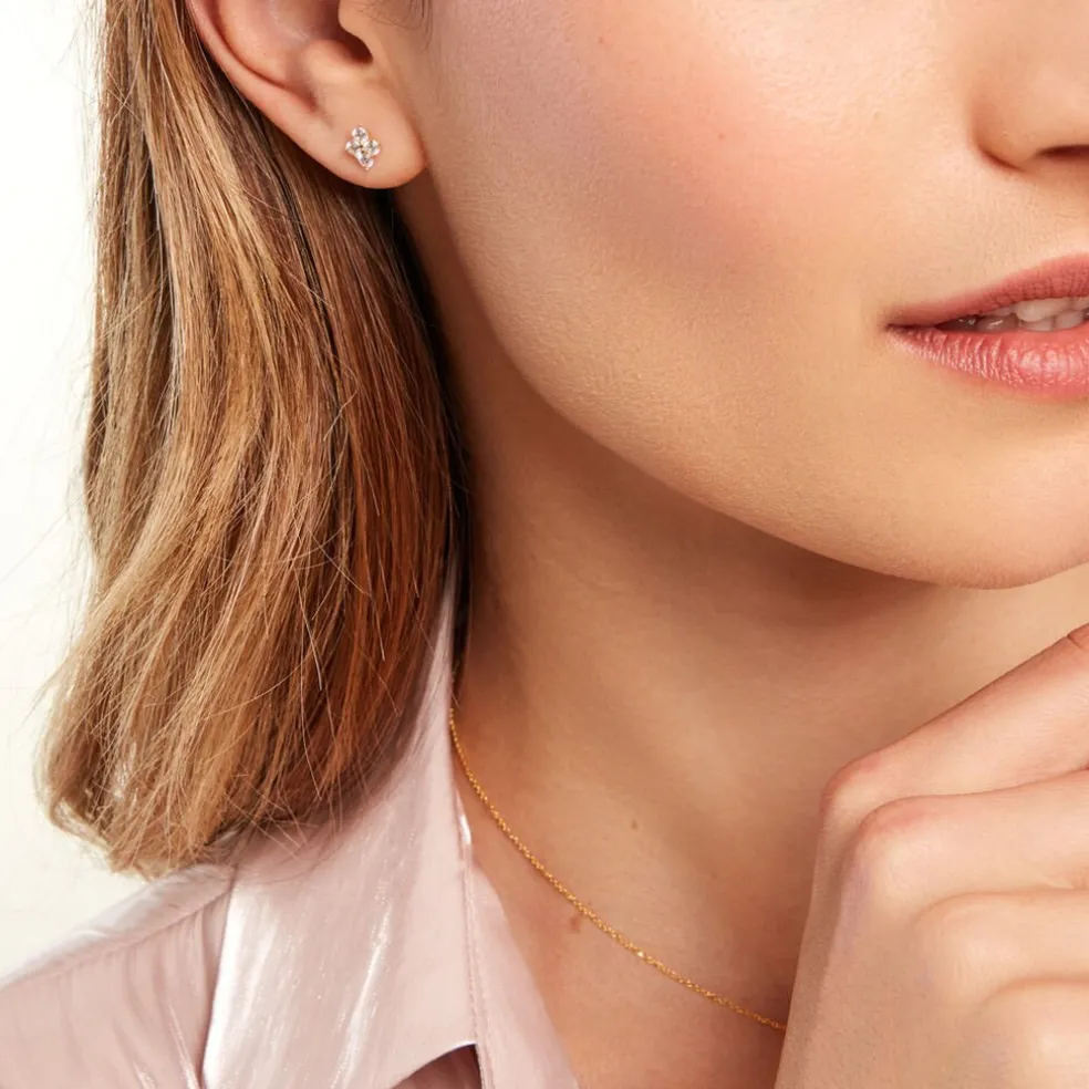 Boucles D'oreilles Puces Margh Or Jaune Oxyde De Zirconium