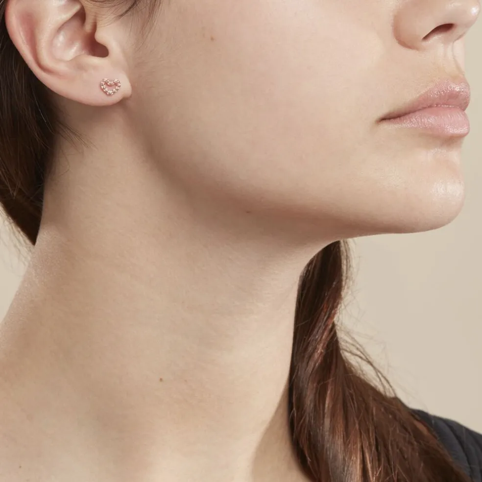 Boucles D'oreilles Puces Menel Argent Rose