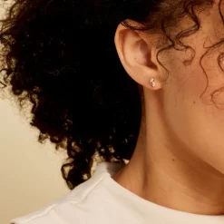 Boucles D'oreilles Puces Mix And Match Or Jaune Oxyde De Zirconium