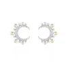 Boucles D'oreilles Puces Moon Argent Perle D'imitation Et Oxyde