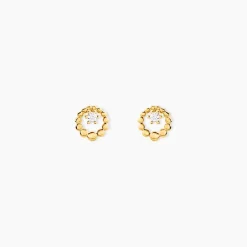 Boucles D'Oreilles Puces Mette Or Jaune Oxyde De Zirconium