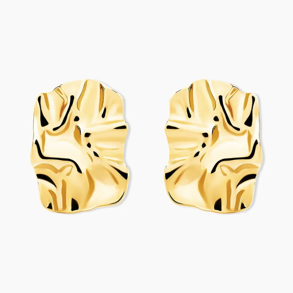 Boucles D'oreilles Puces Maelisa Acier Jaune Sans Pierre