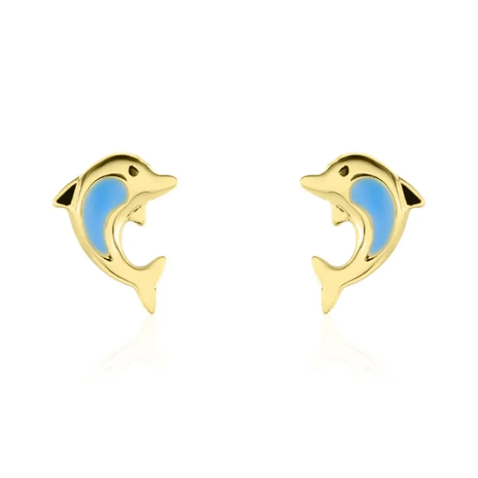 Boucles D'oreilles Puces Mael Dauphin Or Jaune