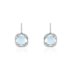 Boucles D'oreilles Puces Marie-jacqueline Or Blanc Topaze Et Diamant