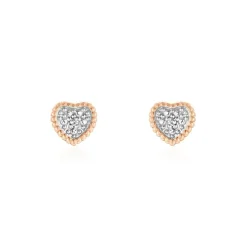 Boucles D'oreilles Puces Mon 1er Diamant Or Rose Diamant