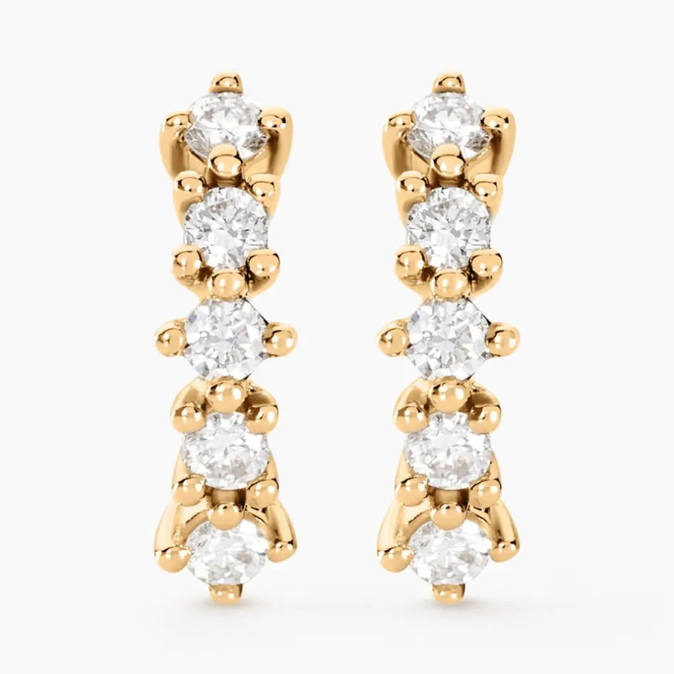 Boucles D'oreilles Puces Matleena Or Jaune Diamant Synthétique