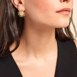 Boucles D'oreilles Puces Mermaid Acier Jaune