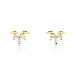 Boucles D'oreilles Puces Maralyn Or Jaune Oxyde De Zirconium