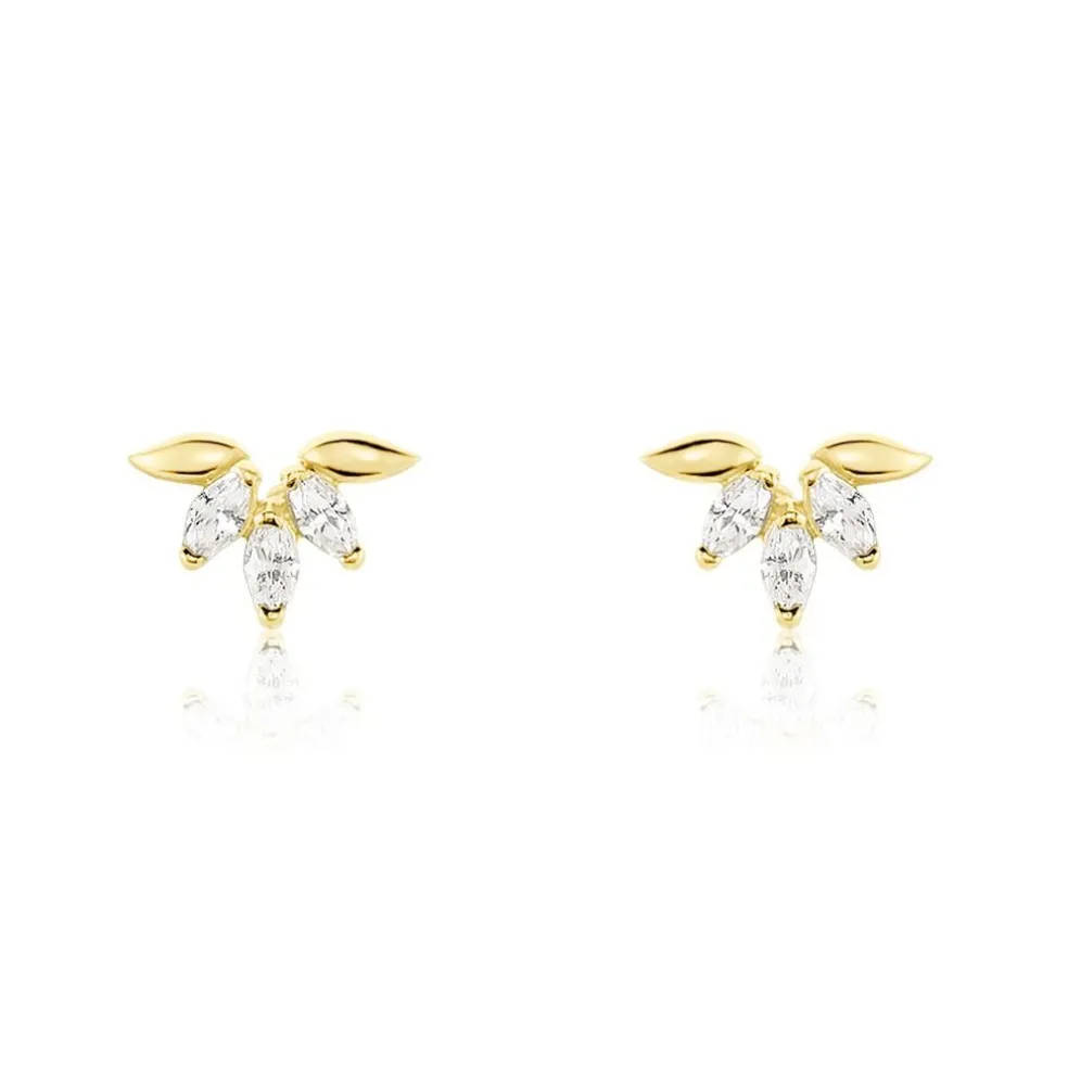 Boucles D'oreilles Puces Maralyn Or Jaune Oxyde De Zirconium