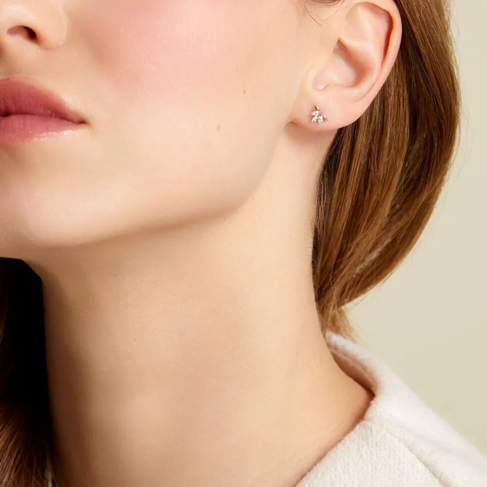 Boucles D'oreilles Puces Maralyn Or Jaune Oxyde De Zirconium