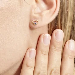 Boucles D'oreilles Puces Martella Or Jaune Saphir