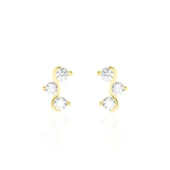 Boucles D'oreilles Puces Mureille Or Jaune Oxyde De Zirconium
