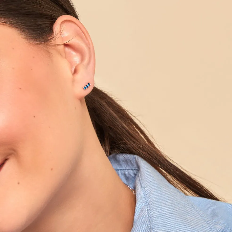 Boucles D'oreilles Puces Mai-ly Argent Blanc Spinelle