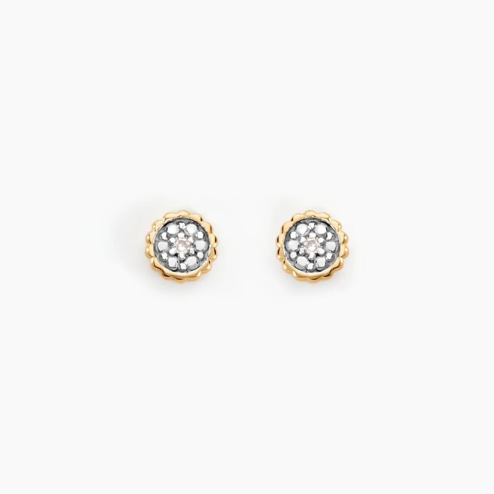Boucles D'oreilles Puces Mon 1er Diamant Or Jaune Diamant