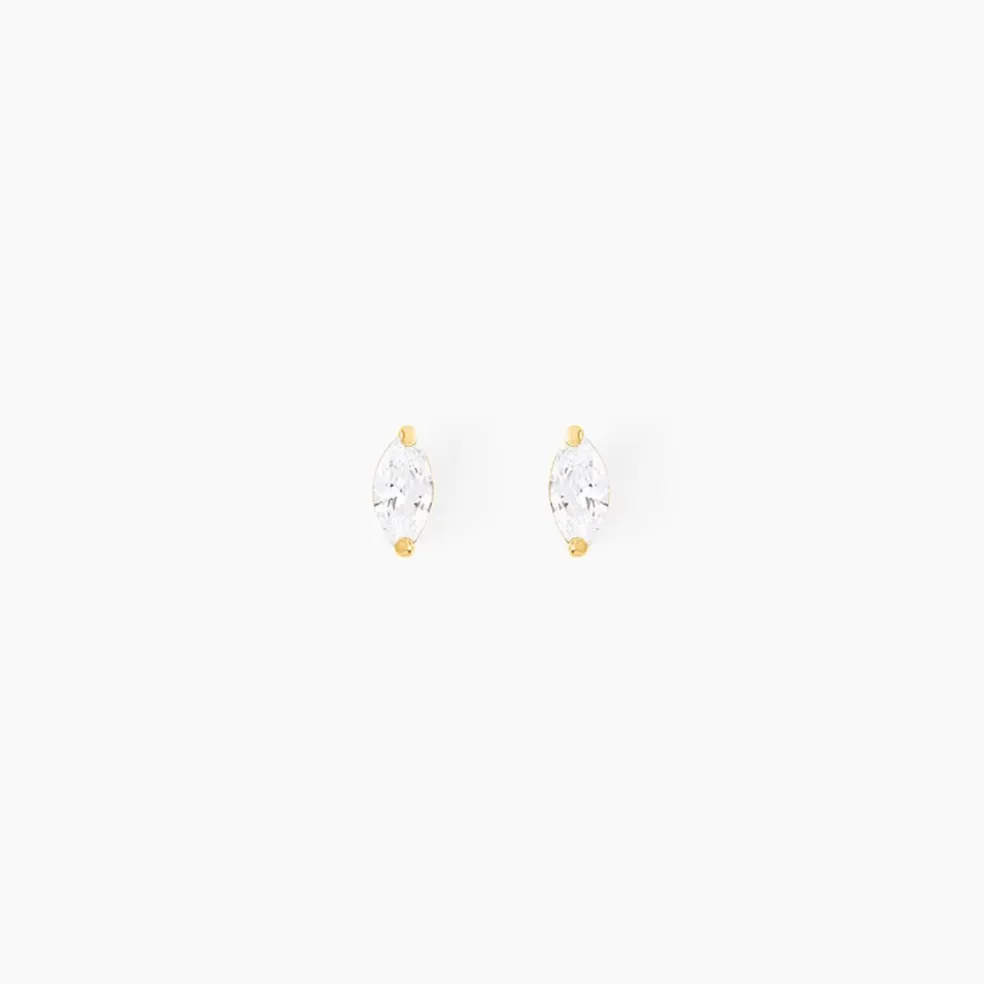 Boucles D'oreilles Puces Muflier Or Jaune Oxyde