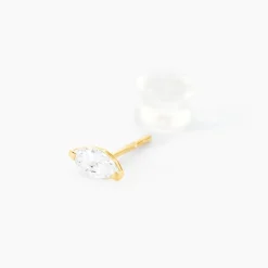 Boucles D'oreilles Puces Muflier Or Jaune Oxyde