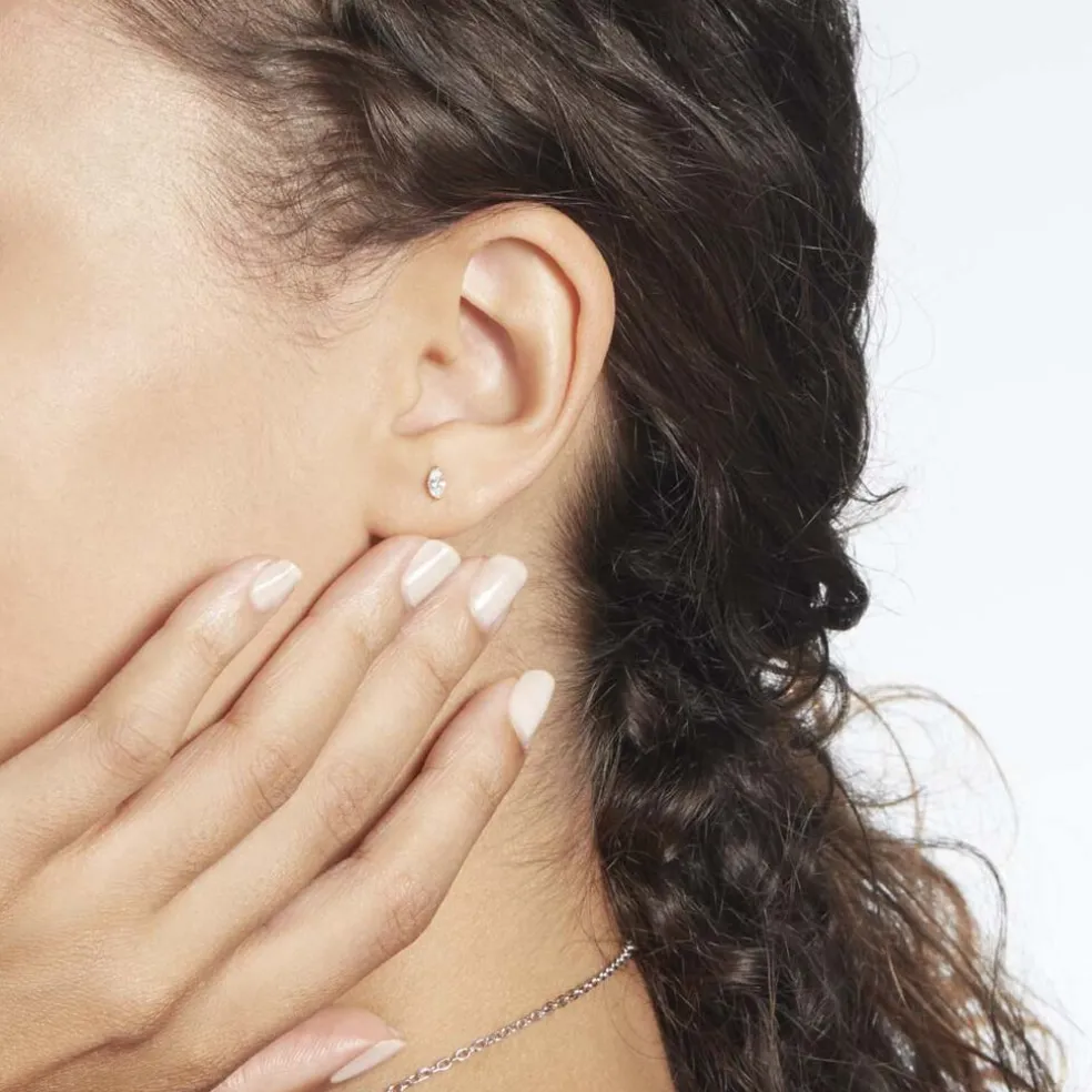 Boucles D'oreilles Puces Muflier Or Jaune Oxyde