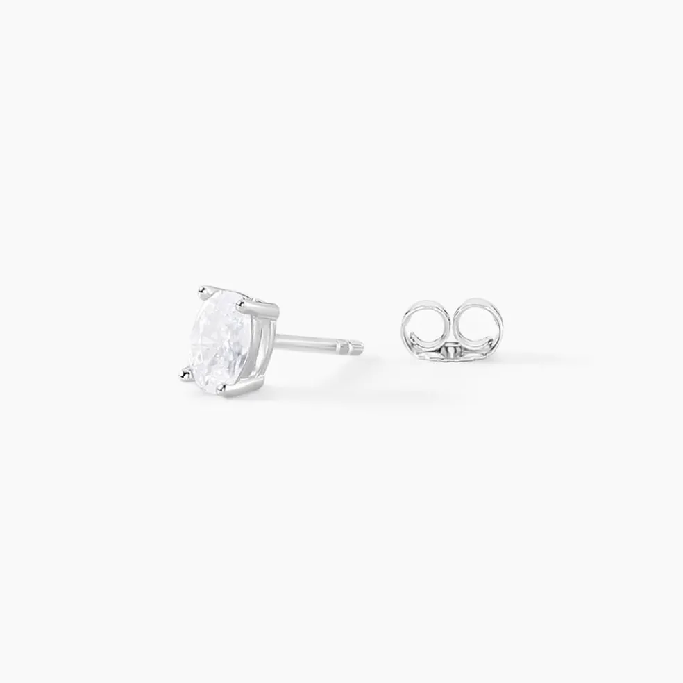 Boucles D'oreilles Puces Mathilda Argent Blanc Oxyde De Zirconium