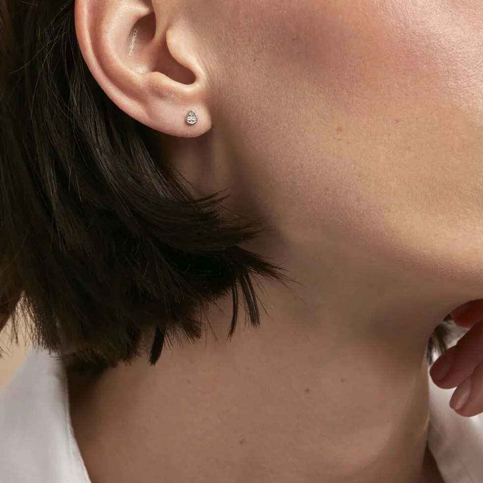 Boucles D'oreilles Puces Mon 1er Diamant Or Blanc Diamant