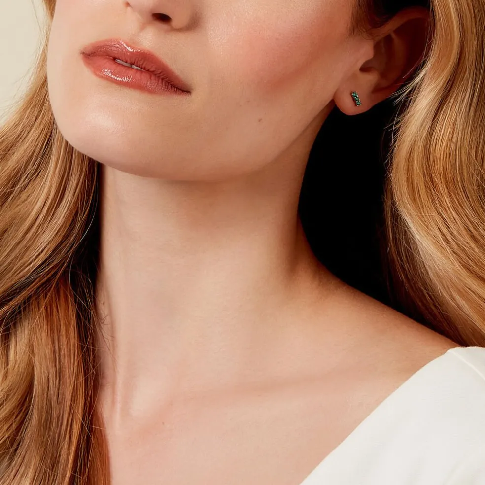 Boucles D'oreilles Puces Mai-ly Argent Blanc Spinelle