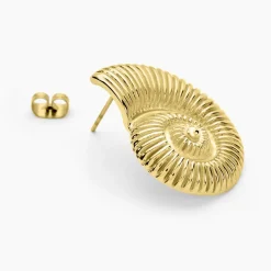 Boucles D'oreilles Puces Mermaid Acier Jaune