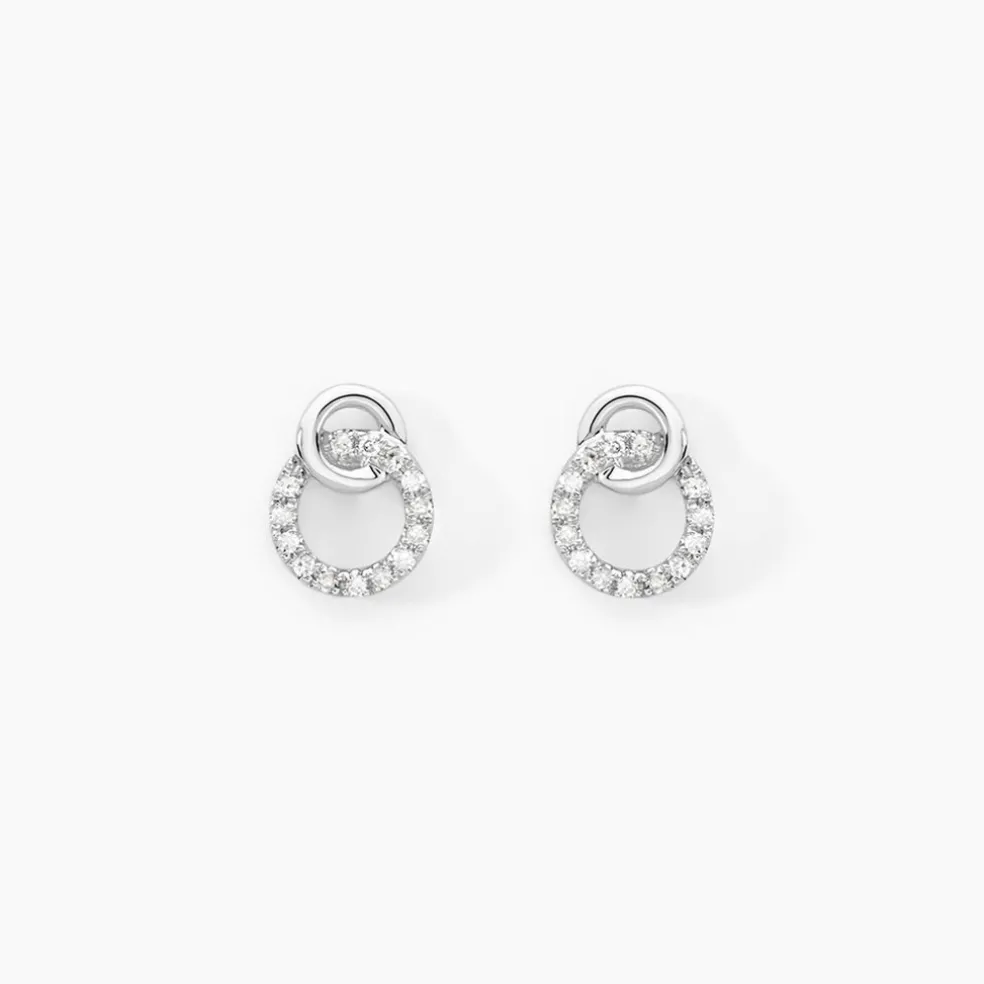 Boucles D'oreilles Puces Mahaut Or Blanc Diamant