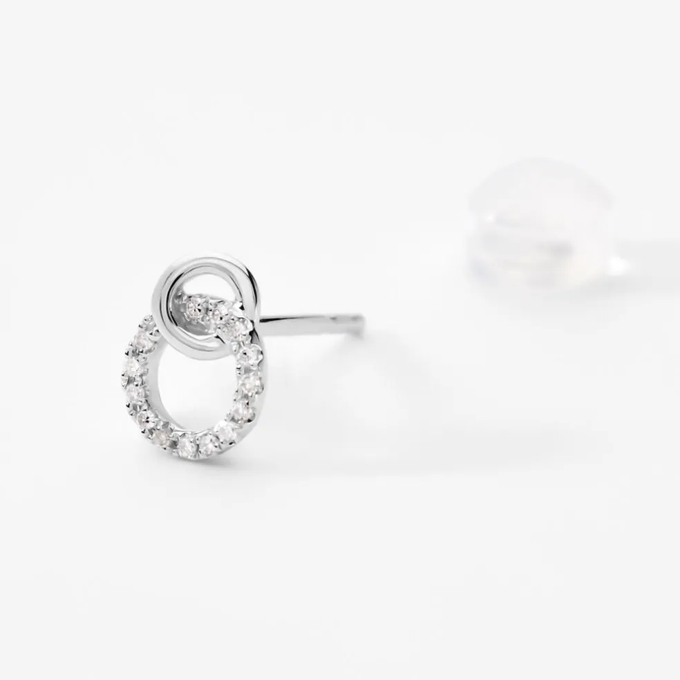 Boucles D'oreilles Puces Mahaut Or Blanc Diamant