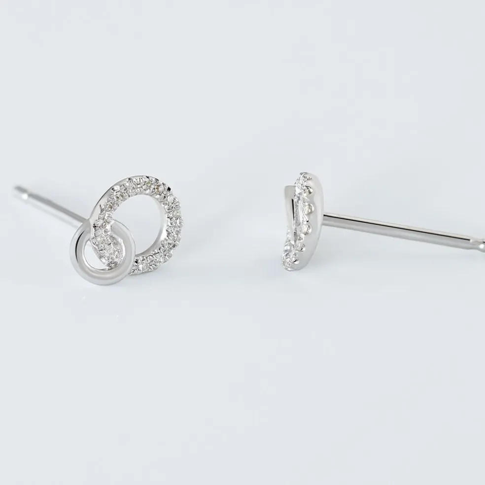 Boucles D'oreilles Puces Mahaut Or Blanc Diamant