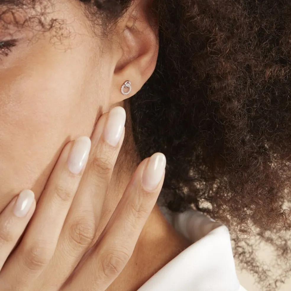 Boucles D'oreilles Puces Mahaut Or Blanc Diamant