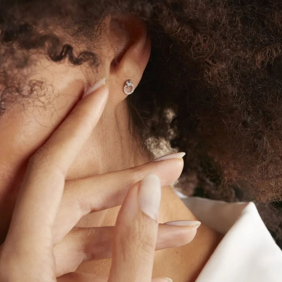 Boucles D'oreilles Puces Mahaut Or Blanc Diamant