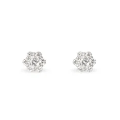 Boucles D'oreilles Puces Magnolia Or Blanc Diamant