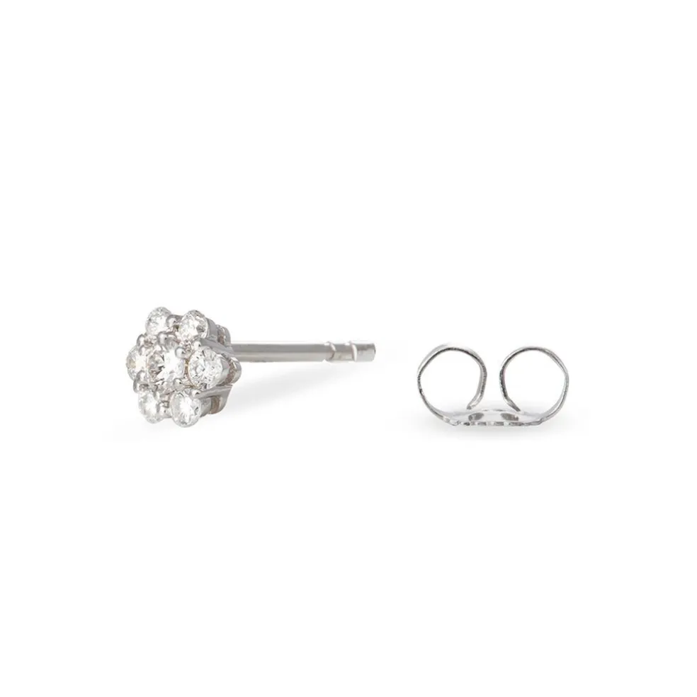 Boucles D'oreilles Puces Magnolia Or Blanc Diamant