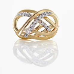 Boucles D'oreilles Puces Marilynn Or Bicolore Diamant Blanc