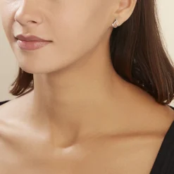 Boucles D'oreilles Puces Marilynn Or Bicolore Diamant Blanc