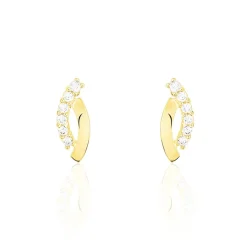 Boucles D'oreilles Puces Marlyatou Or Jaune Oxyde De Zirconium