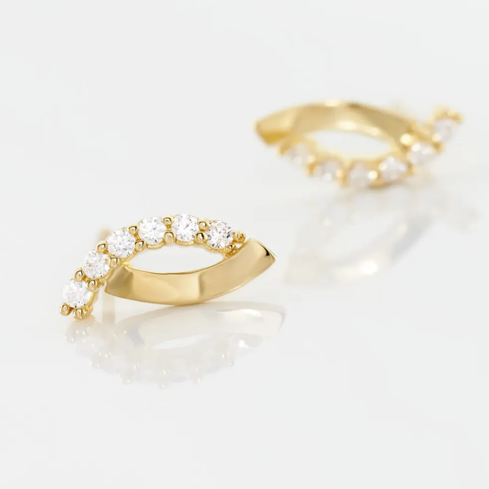 Boucles D'oreilles Puces Marlyatou Or Jaune Oxyde De Zirconium