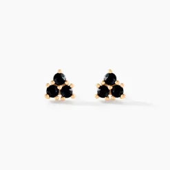 Boucles D'oreilles Puces Midnight Royalty Plaqué Or Jaune Oxyde