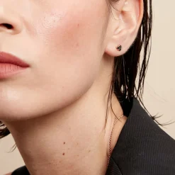 Boucles D'oreilles Puces Midnight Royalty Plaqué Or Jaune Oxyde