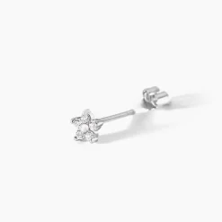 Boucles D'oreilles Puces Meriame Argent Blanc Oxyde De Zirconium