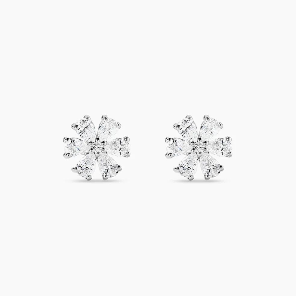 Boucles D'oreilles Puces Maelane Or Blanc Oxyde De Zirconium