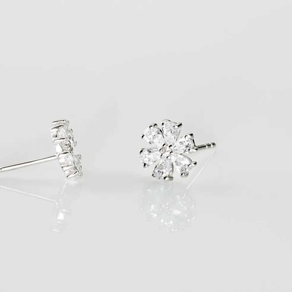 Boucles D'oreilles Puces Maelane Or Blanc Oxyde De Zirconium