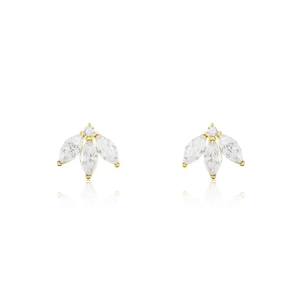 Boucles D'oreilles Puces Margret Or Jaune Oxyde De Zirconium