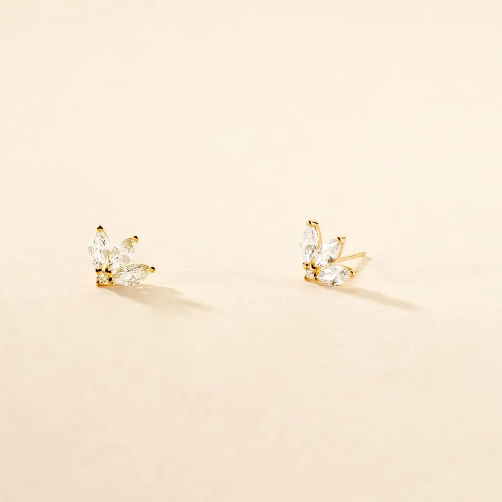 Boucles D'oreilles Puces Margret Or Jaune Oxyde De Zirconium