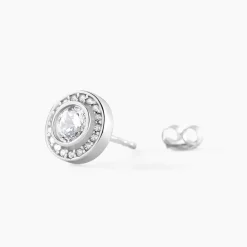 Boucles D'oreilles Puces Marquise Argent Blanc Oxyde De Zirconium
