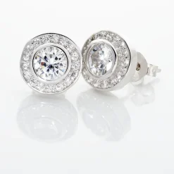Boucles D'oreilles Puces Marquise Argent Blanc Oxyde De Zirconium