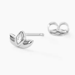 Boucles D'oreilles Puces Malva Argent Blanc Oxyde De Zirconium