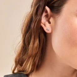 Boucles D'oreilles Puces Malva Argent Blanc Oxyde De Zirconium