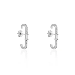 Boucles D'oreilles Puces Mabella Argent Blanc Oxyde De Zirconium