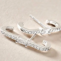 Boucles D'oreilles Puces Mabella Argent Blanc Oxyde De Zirconium